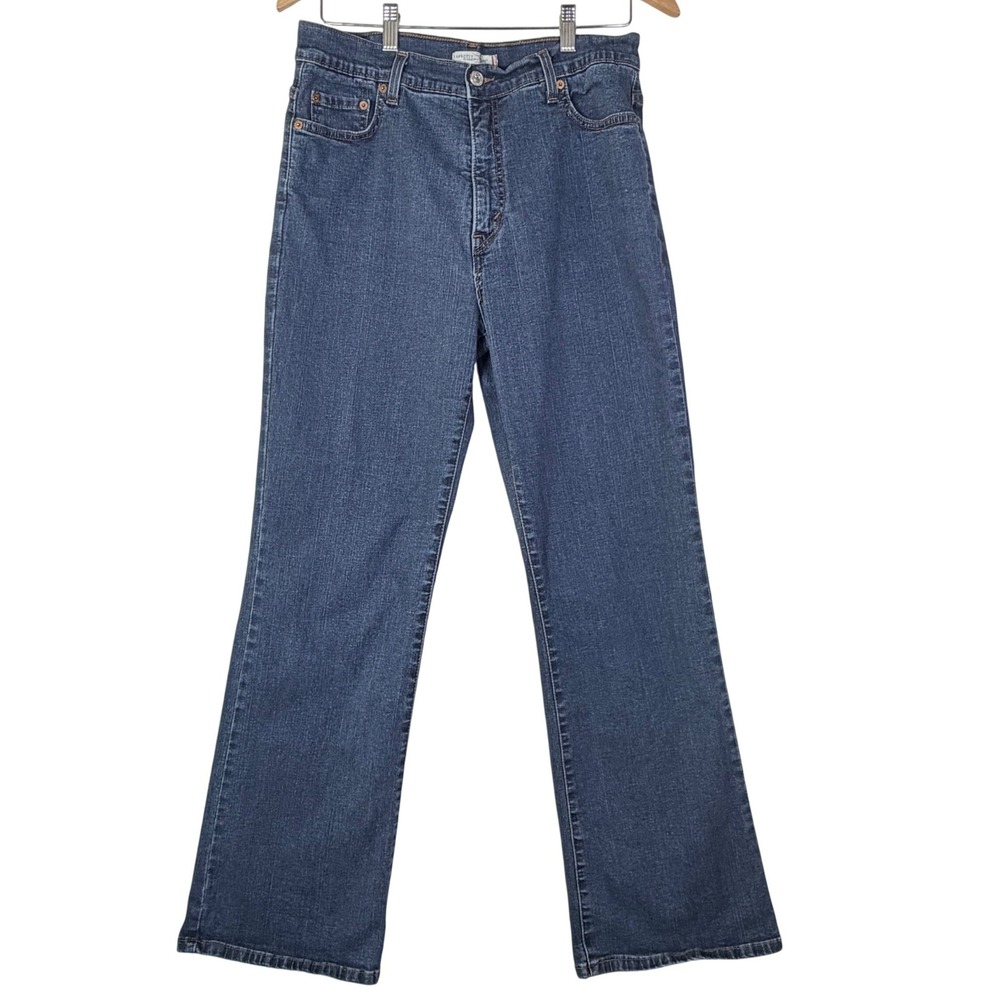 Levis Women 14M Blue Solid 512 Perfectly Slimming Bootcut Jeans Stretch Mid Rise